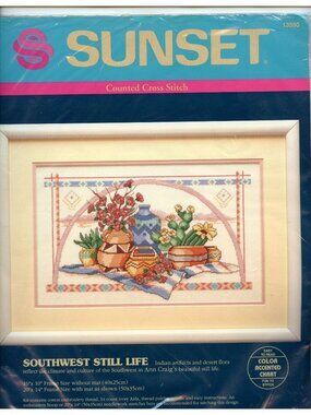 Southwest Still Life Cross Stitch Kit By Sunset 13550 Complete Craft Kit Include